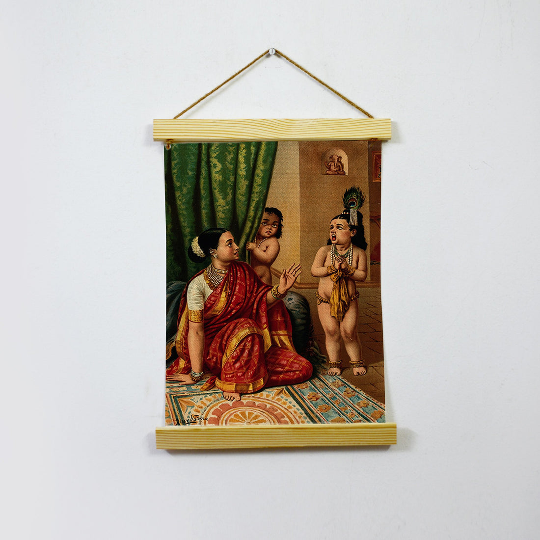 Vishvaroop Darshan Painting Of Yasoda With Krishna By Artist Raja Ravi Varma Hanging Canvas - Meri Deewar Hanging Canvas Premium Wall Art Canvas by MeriDeewar
