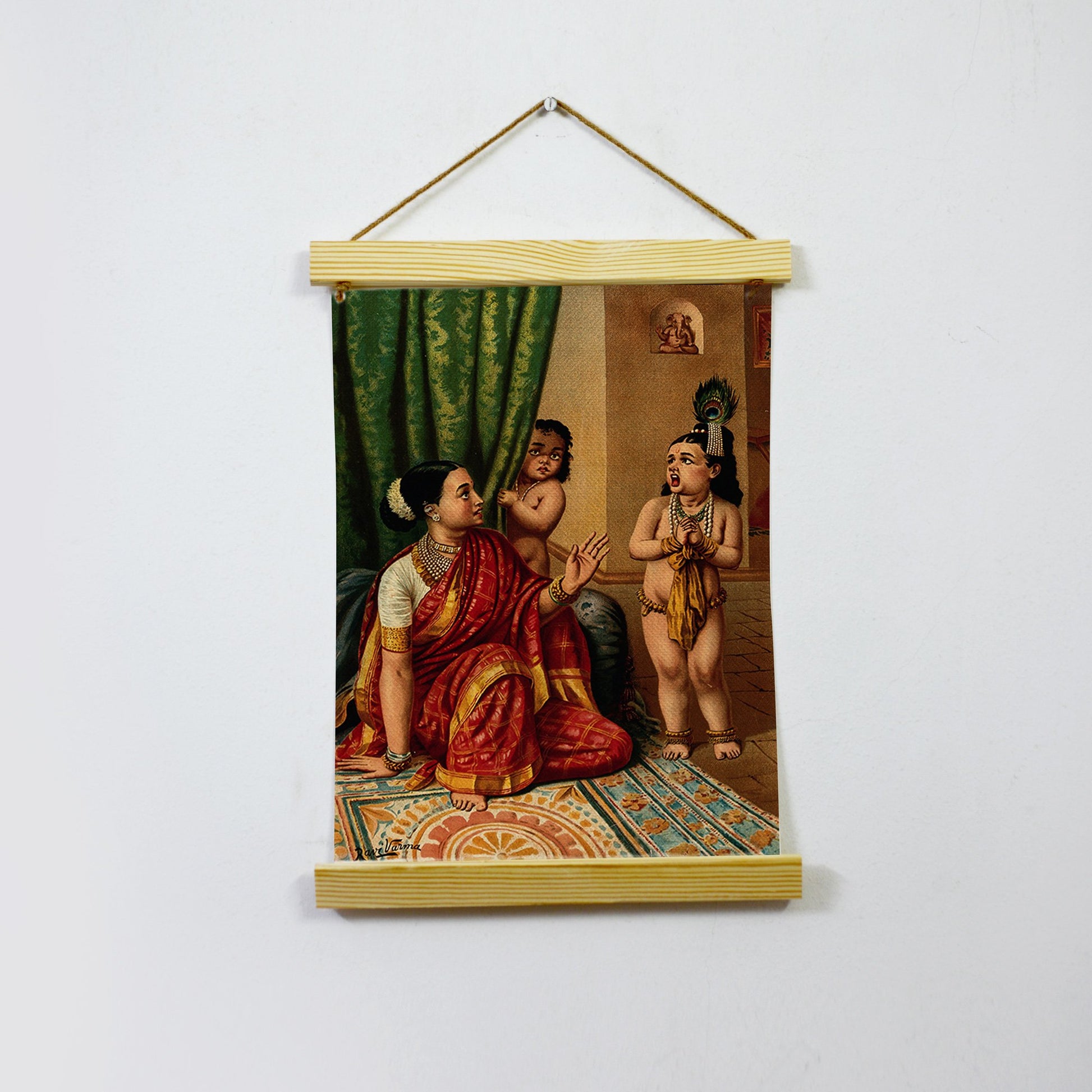 Vishvaroop Darshan Painting Of Yasoda With Krishna By Artist Raja Ravi Varma Hanging Canvas - Meri Deewar Hanging Canvas Premium Wall Art Canvas by MeriDeewar