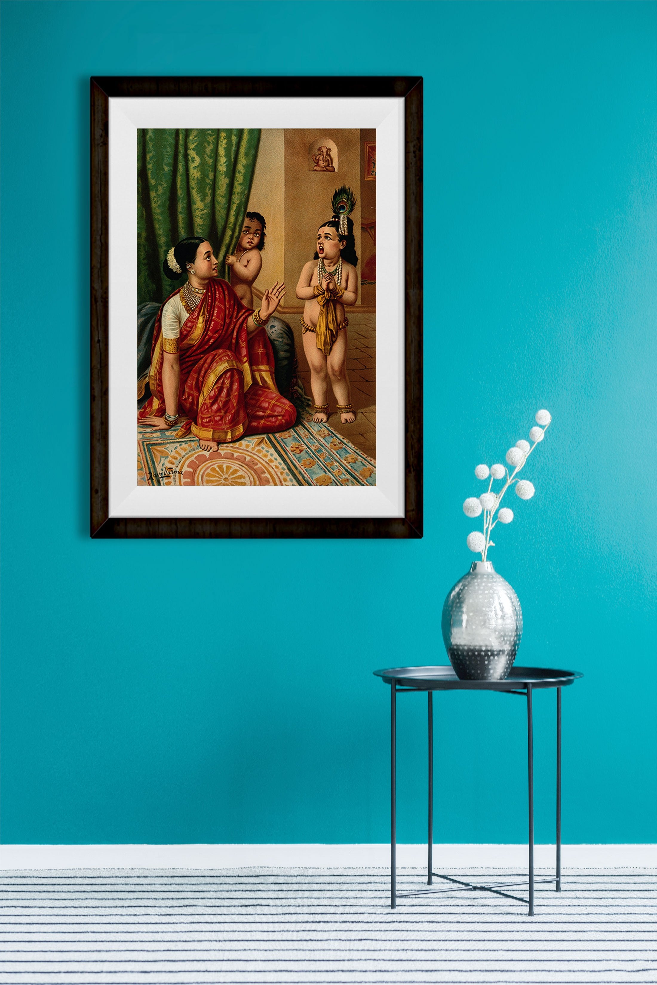 Vishvaroop darshan painting of Yasoda with Krishna by Artist Raja Ravi Varma - Meri Deewar 3 : 4 Vertical Premium Wall Art Canvas by MeriDeewar