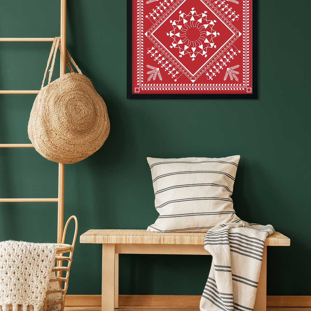Warli Painting Painting 1 : 1 Square Premium Wall Art Canvas by MeriDeewar