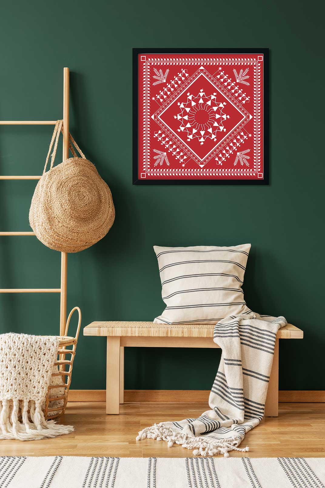Warli Painting Painting 1 : 1 Square Premium Wall Art Canvas by MeriDeewar