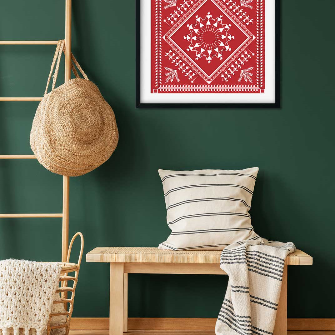 Warli Painting Painting 1 : 1 Square Premium Wall Art Canvas by MeriDeewar