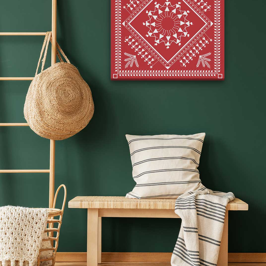 Warli Painting Painting 1 : 1 Square Premium Wall Art Canvas by MeriDeewar