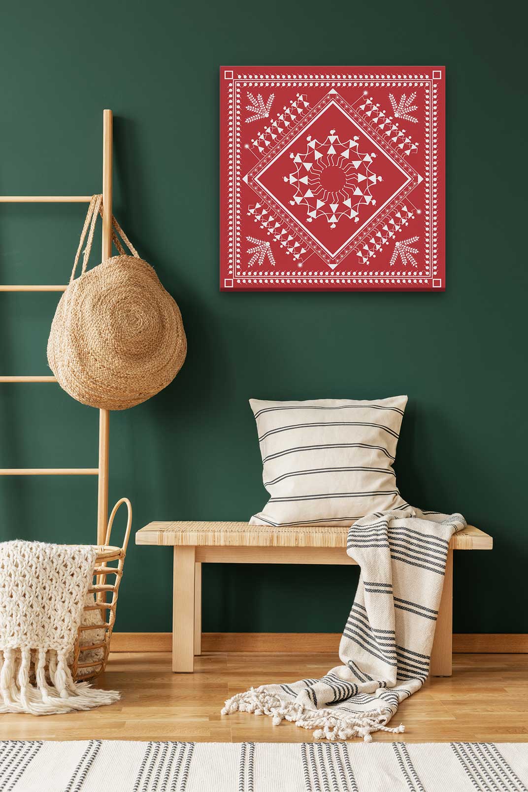 Warli Painting Painting 1 : 1 Square Premium Wall Art Canvas by MeriDeewar