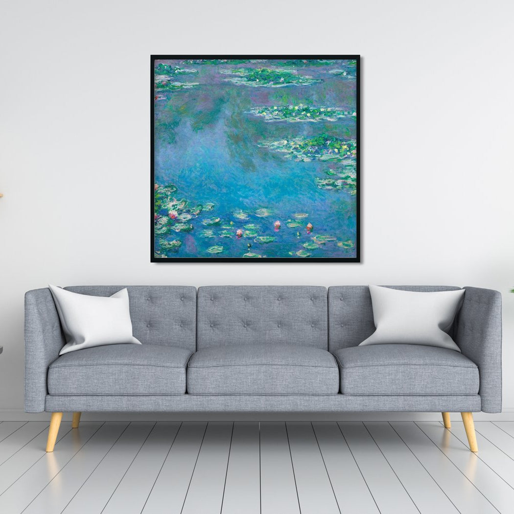 Water Lilies By Claude Monet Painting - Meri Deewar 1 : 1 Square Premium Wall Art Canvas by MeriDeewar
