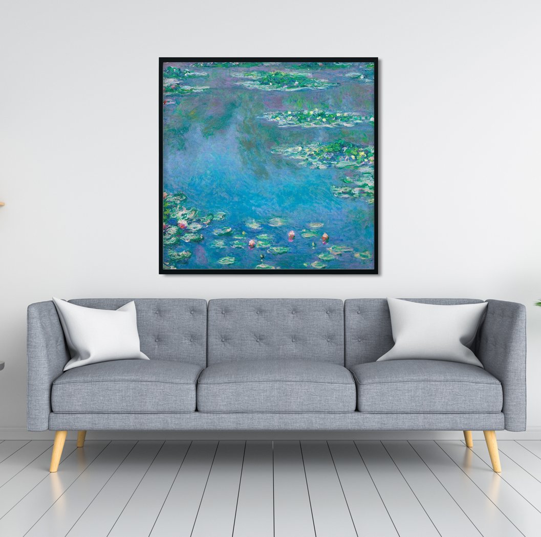 Water Lilies By Claude Monet Painting - Meri Deewar 1 : 1 Square Premium Wall Art Canvas by MeriDeewar
