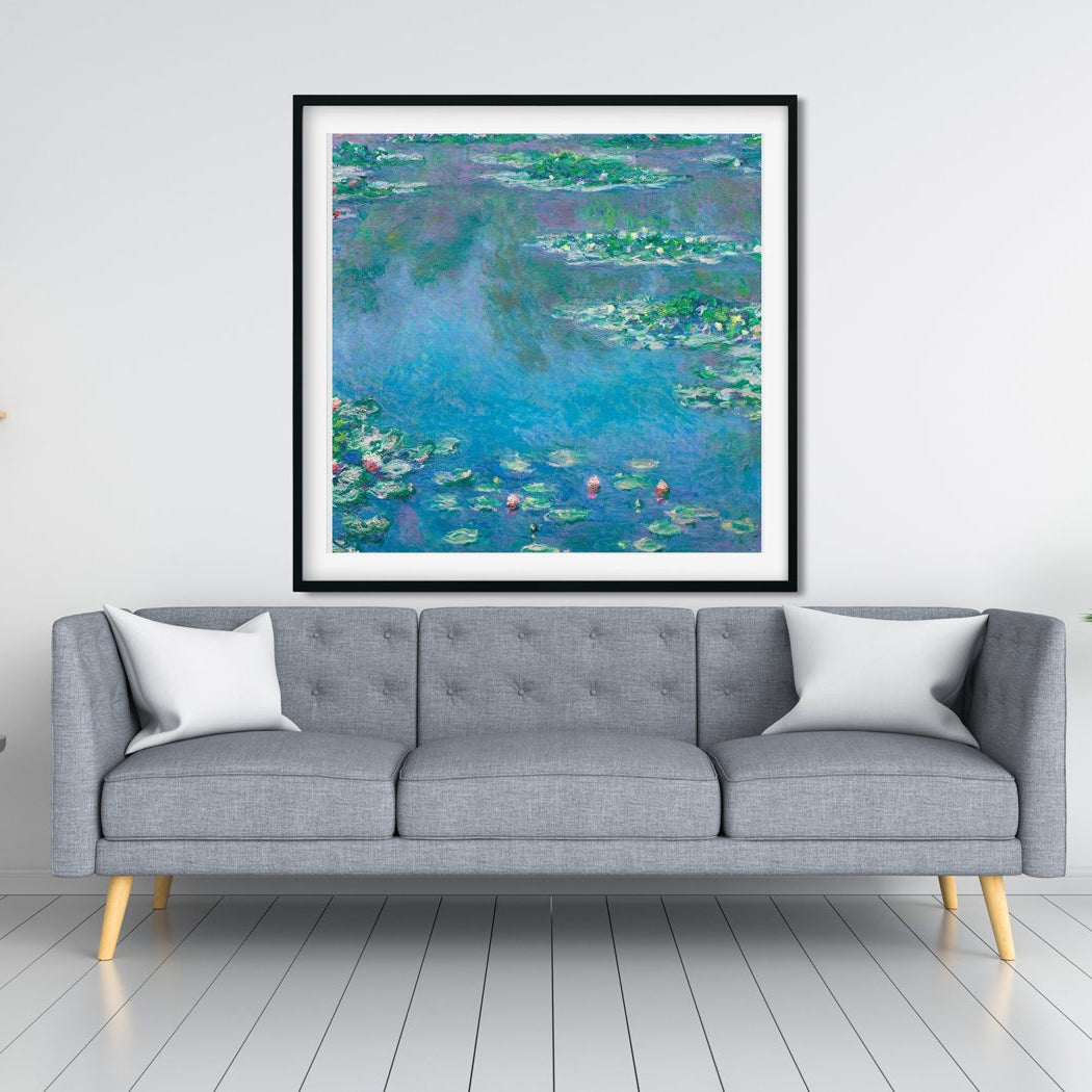 Water Lilies By Claude Monet Painting - Meri Deewar 1 : 1 Square Premium Wall Art Canvas by MeriDeewar