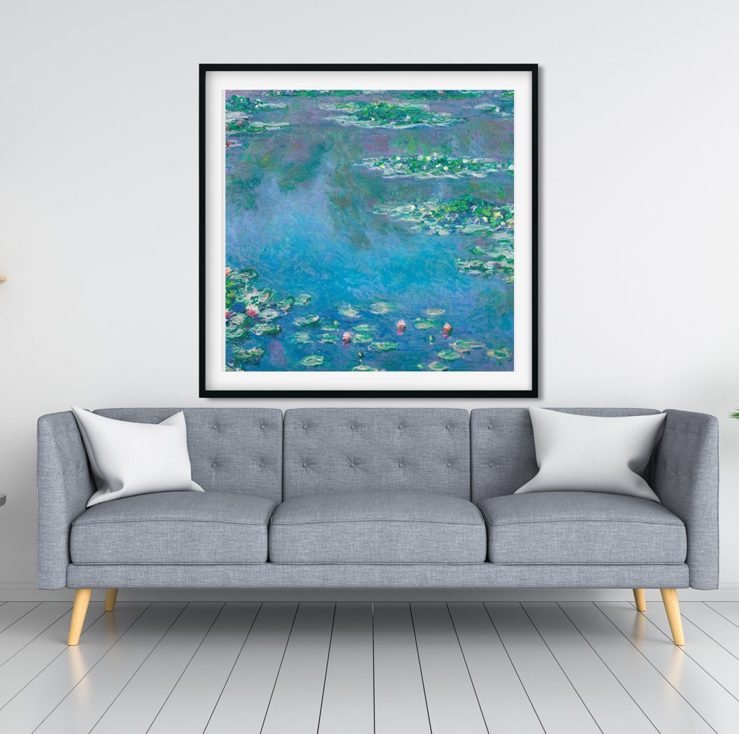 Water Lilies By Claude Monet Painting - Meri Deewar 1 : 1 Square Premium Wall Art Canvas by MeriDeewar