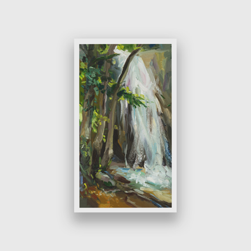 Waterfall Oil Painting 2 : 3 Vertical Premium Wall Art Canvas by MeriDeewar