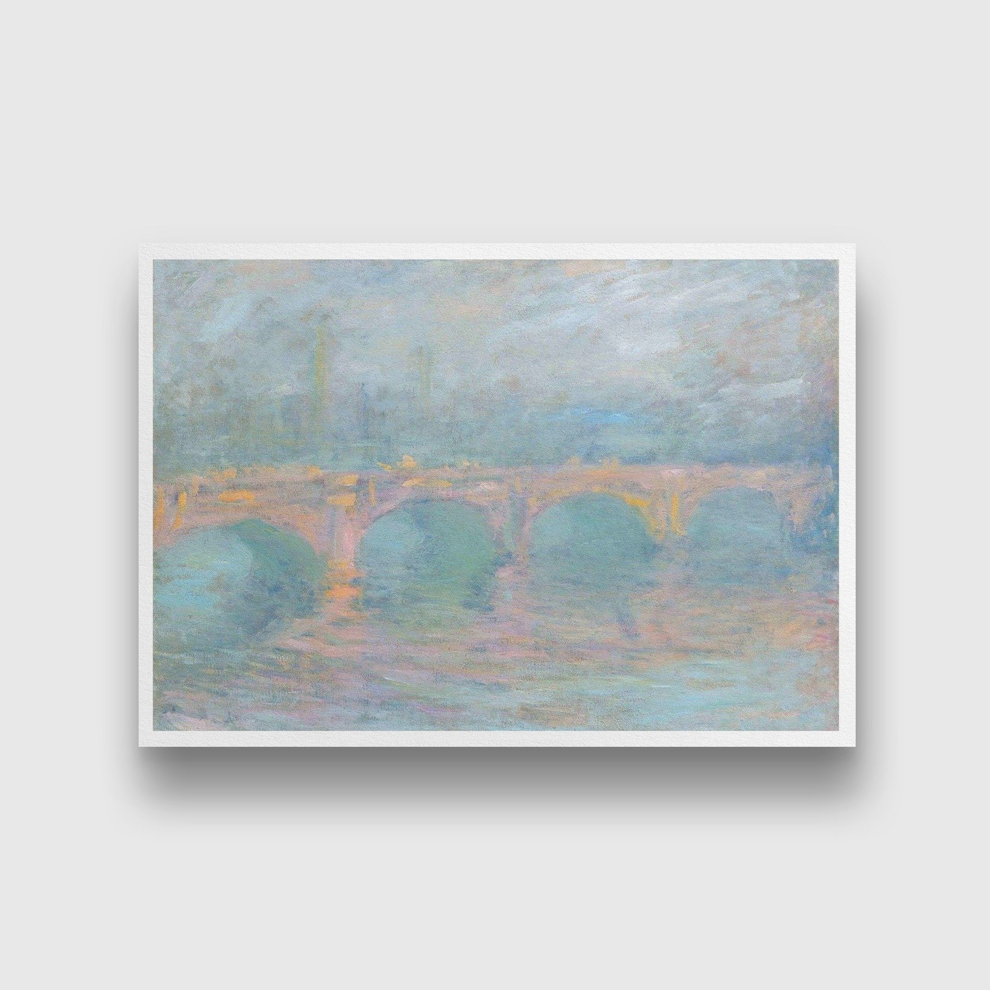 Waterloo Bridge By Claude Monet Painting - Meri Deewar 3 : 2 Horizontal Premium Wall Art Canvas by MeriDeewar