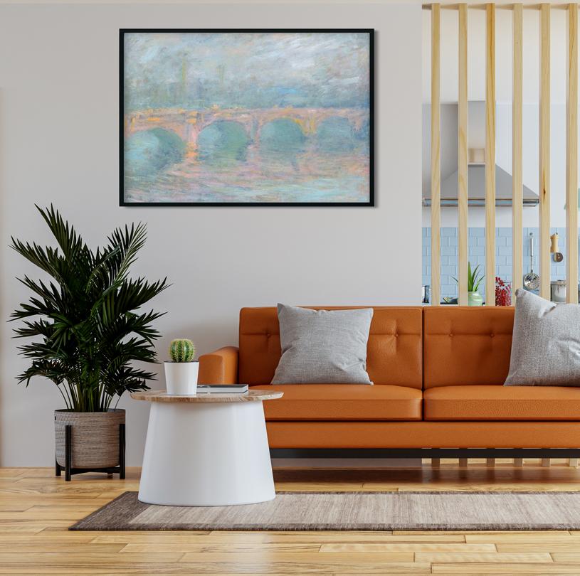 Waterloo Bridge By Claude Monet Painting - Meri Deewar 3 : 2 Horizontal Premium Wall Art Canvas by MeriDeewar