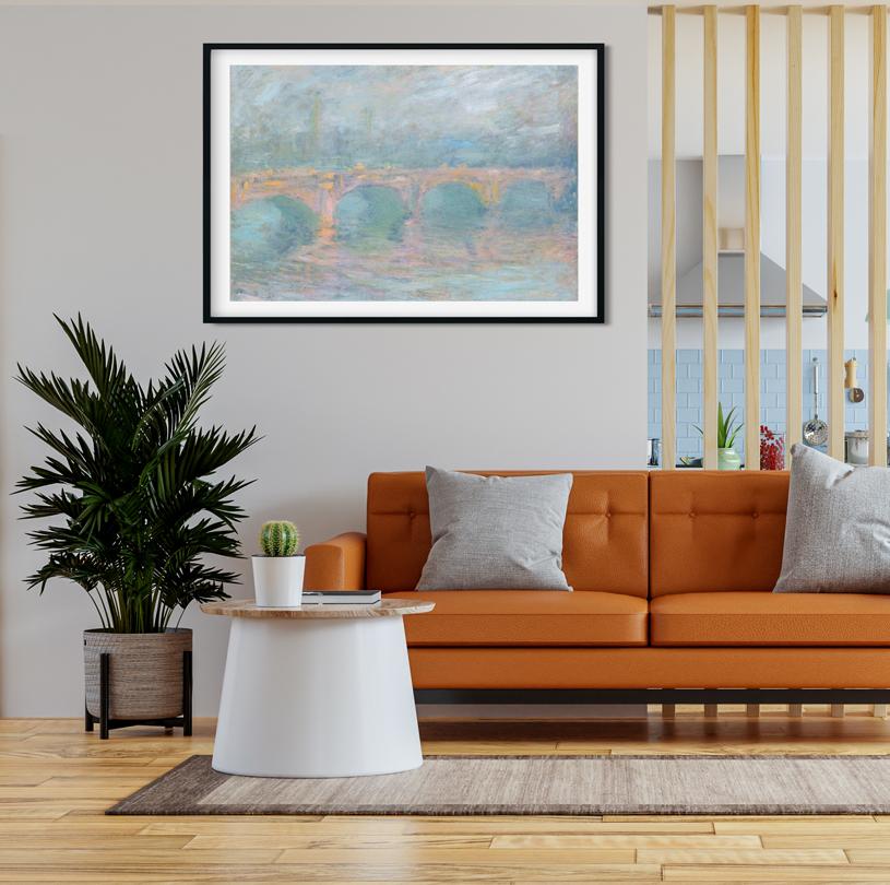 Waterloo Bridge By Claude Monet Painting - Meri Deewar 3 : 2 Horizontal Premium Wall Art Canvas by MeriDeewar