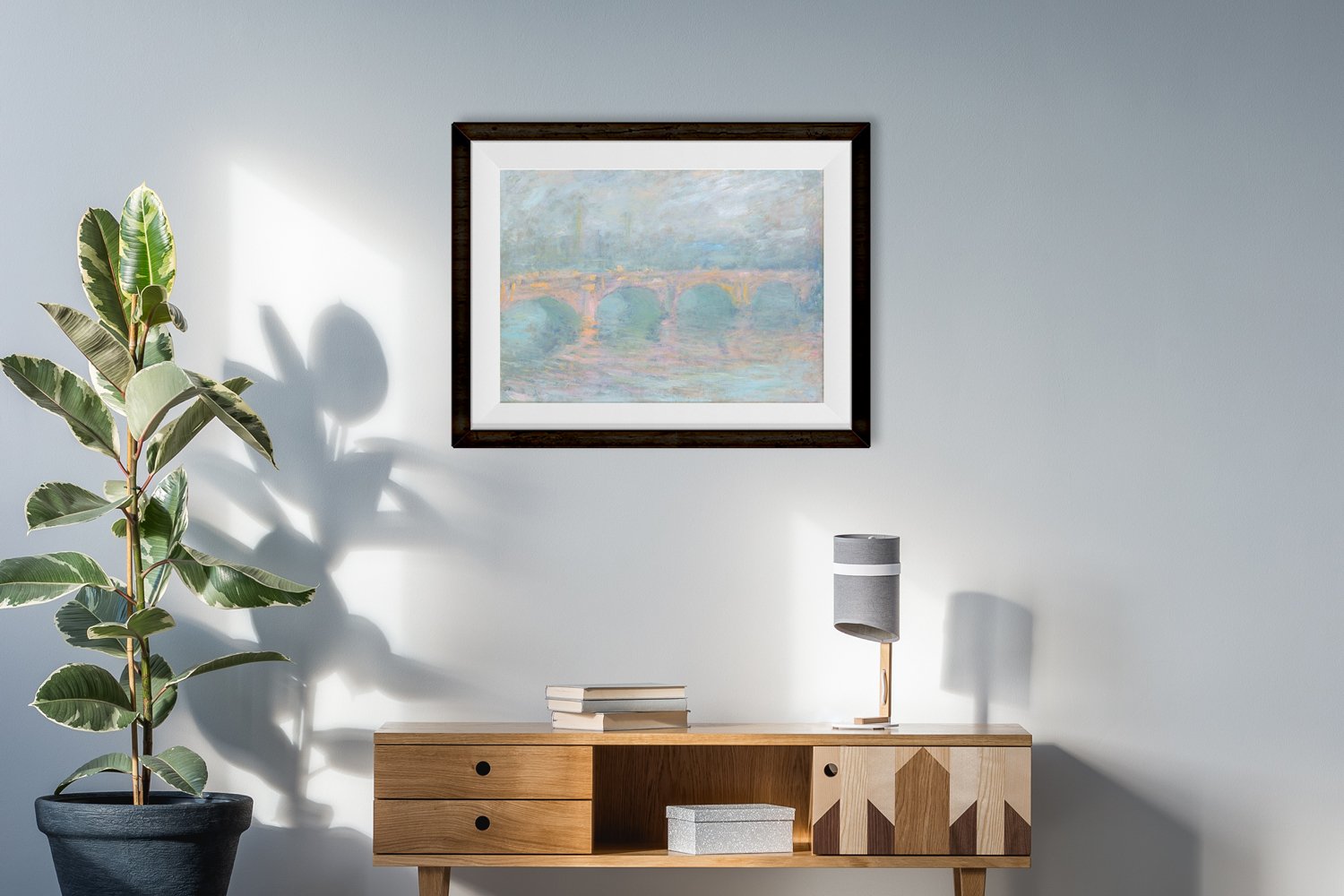 Waterloo Bridge By Claude Monet Painting - Meri Deewar 3 : 2 Horizontal Premium Wall Art Canvas by MeriDeewar
