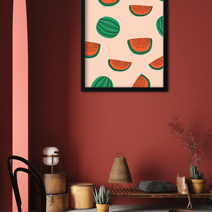 Watermelon Pattern Style Painting 2 : 3 Vertical Premium Wall Art Canvas by MeriDeewar
