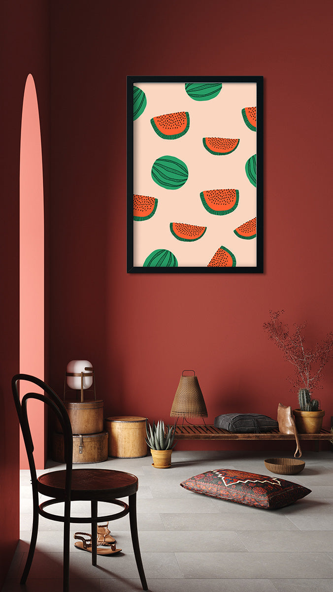 Watermelon Pattern Style Painting 2 : 3 Vertical Premium Wall Art Canvas by MeriDeewar