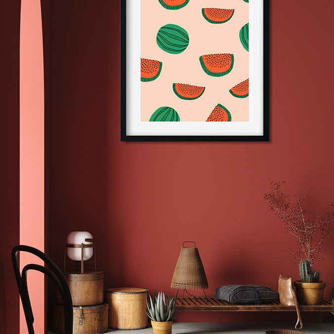 Watermelon Pattern Style Painting 2 : 3 Vertical Premium Wall Art Canvas by MeriDeewar
