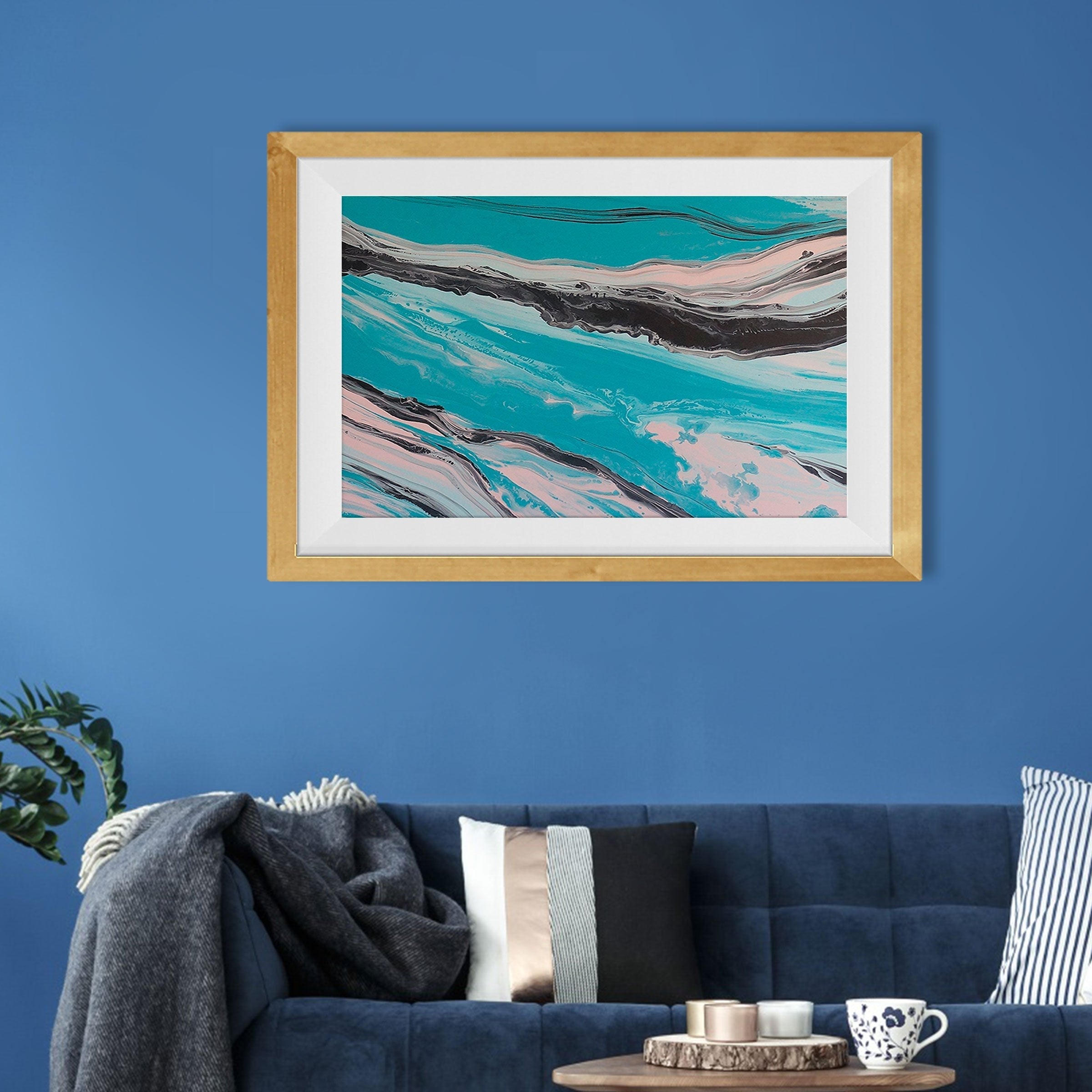 Waves Painting - Meri Deewar 3 : 2 Horizontal Premium Wall Art Canvas by MeriDeewar