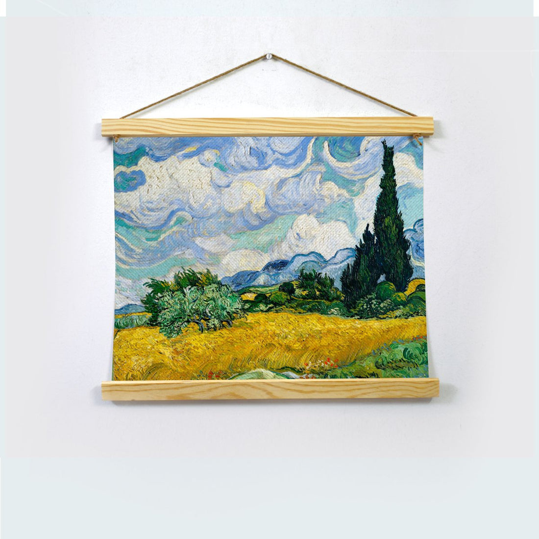 Wheat Field With Cypresses Painting By Van Gogh Hanging Canvas - Meri Deewar Hanging Canvas Premium Wall Art Canvas by MeriDeewar