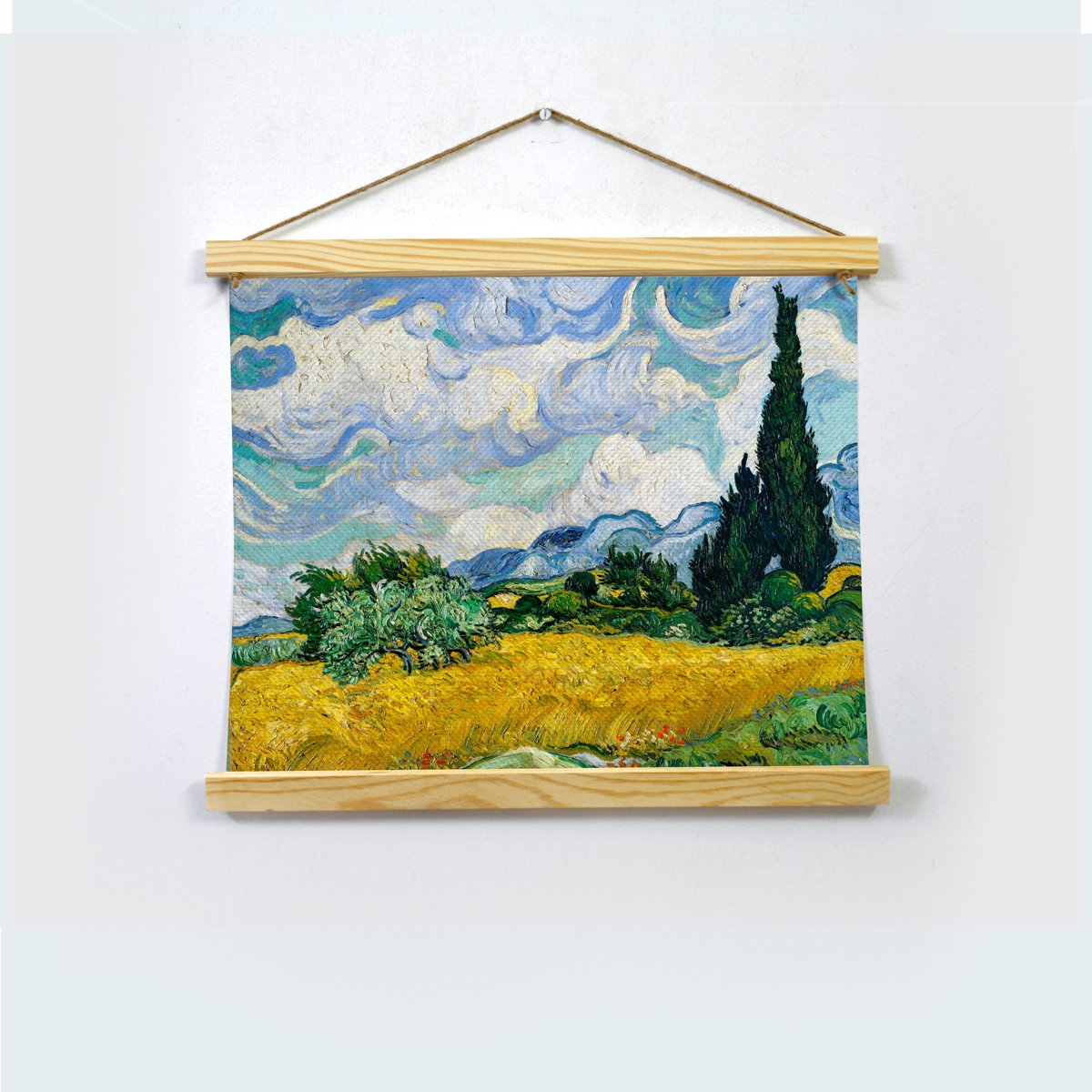 Wheat Field With Cypresses Painting By Van Gogh Hanging Canvas - Meri Deewar Hanging Canvas Premium Wall Art Canvas by MeriDeewar