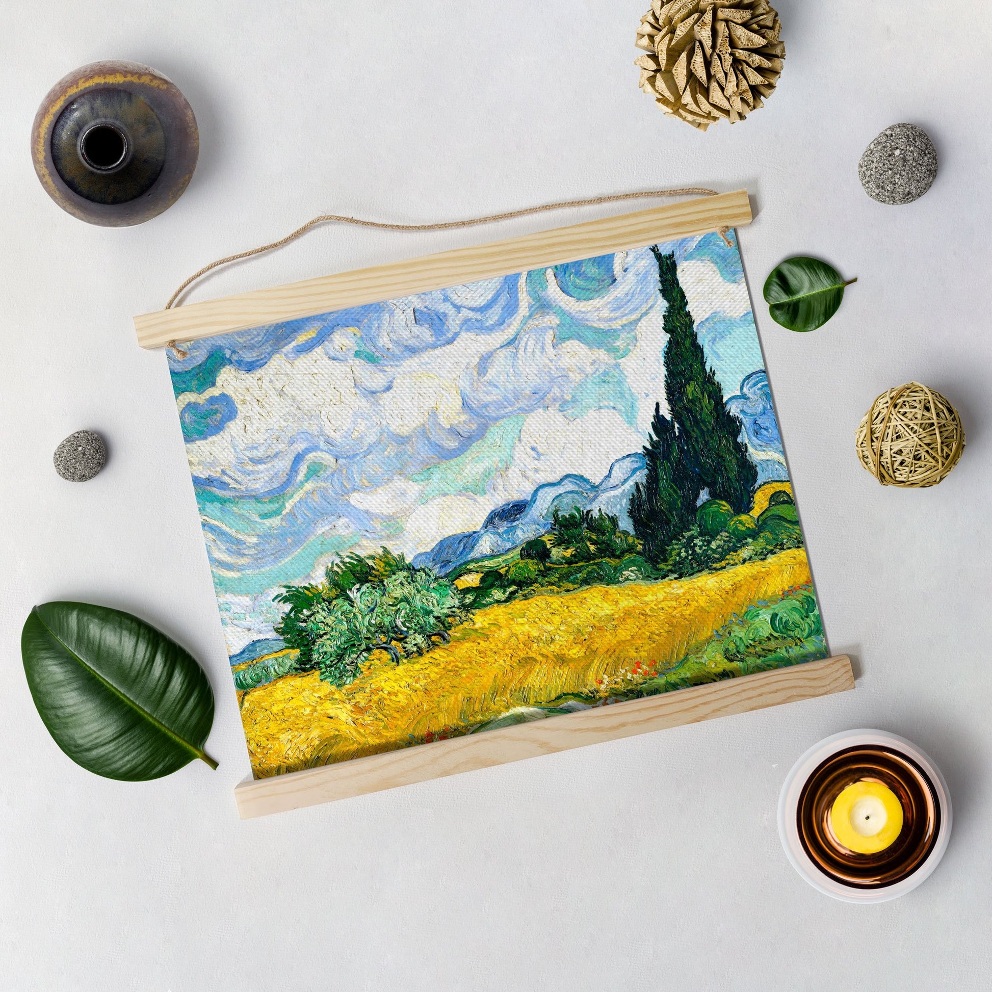 Wheat Field With Cypresses Painting By Van Gogh Hanging Canvas - Meri Deewar Hanging Canvas Premium Wall Art Canvas by MeriDeewar