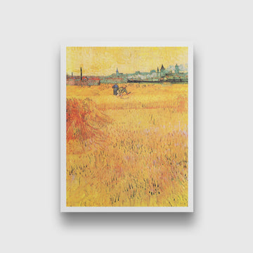 Wheat field with View of Arles (1888) famous landscape painting 3 : 4 Vertical Premium Wall Art Canvas by MeriDeewar