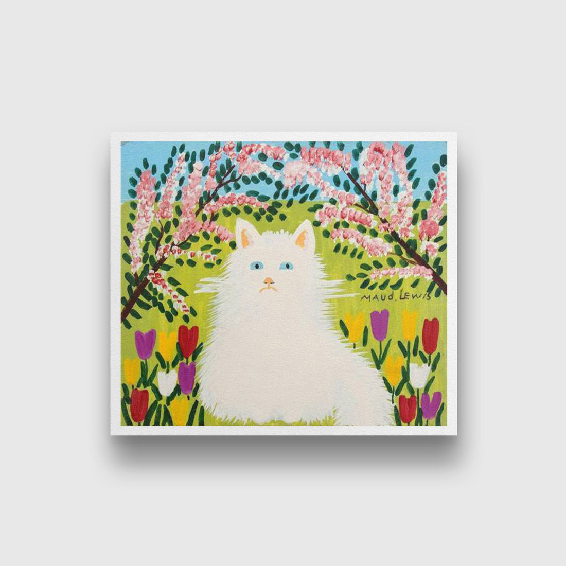 White Cat Painting - Meri Deewar 1 : 1 Square Premium Wall Art Canvas by MeriDeewar