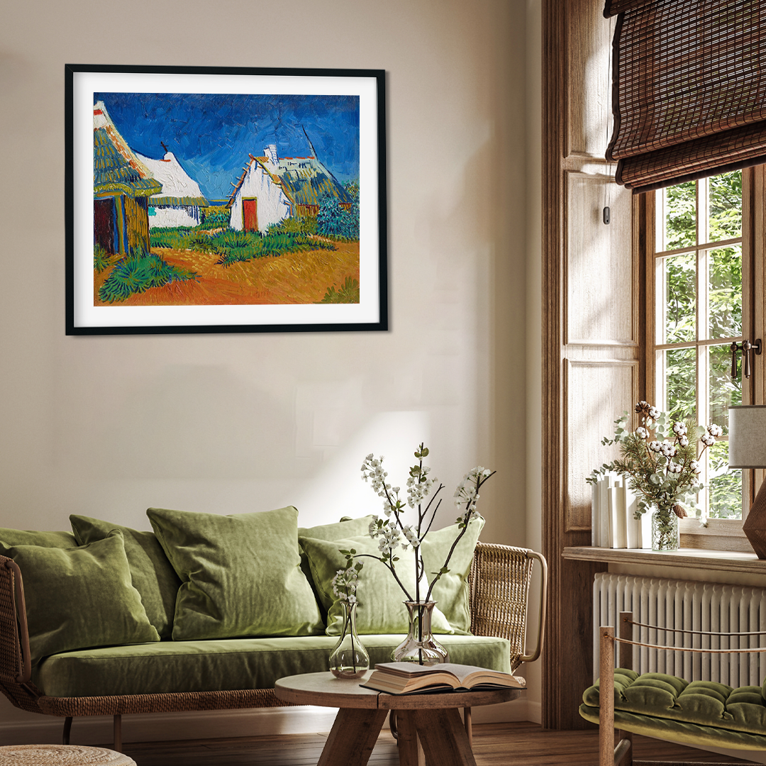 White cottages at Saintes Maries Painting 2 : 1 Horizontal Premium Wall Art Canvas by MeriDeewar