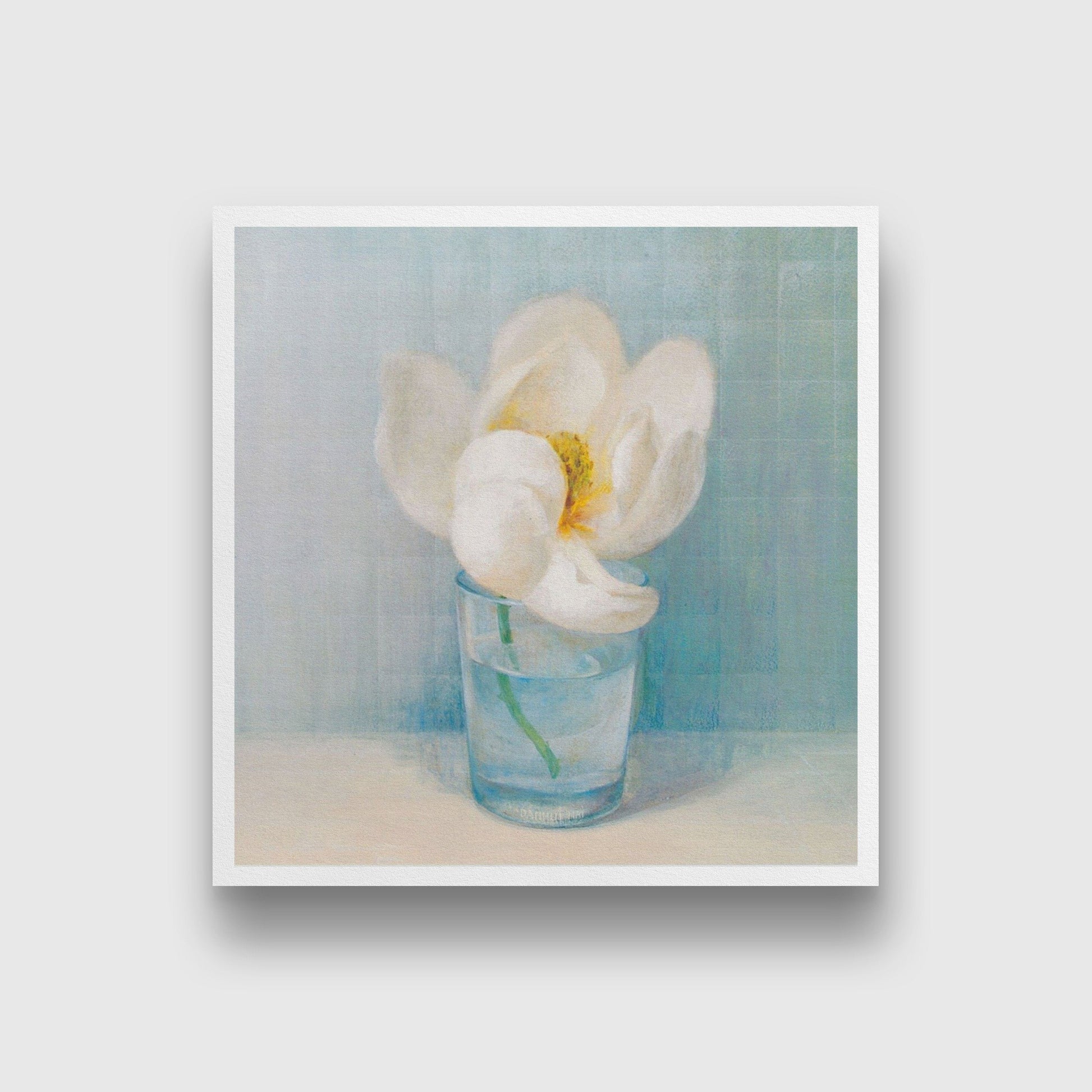 White Flower Oil Painting 2 - Meri Deewar 1 : 1 Square Premium Wall Art Canvas by MeriDeewar