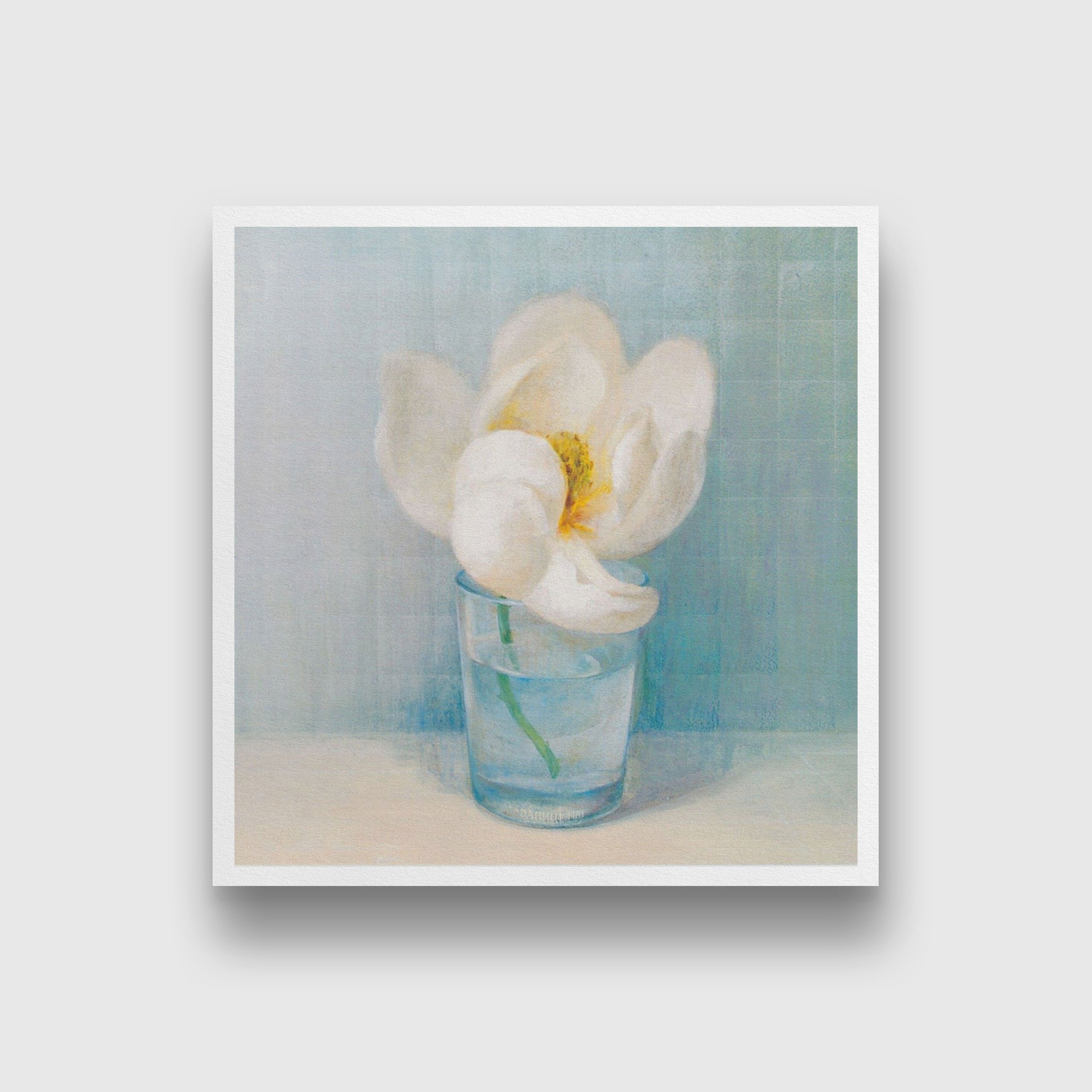 White Flower Oil Painting 2 - Meri Deewar 1 : 1 Square Premium Wall Art Canvas by MeriDeewar