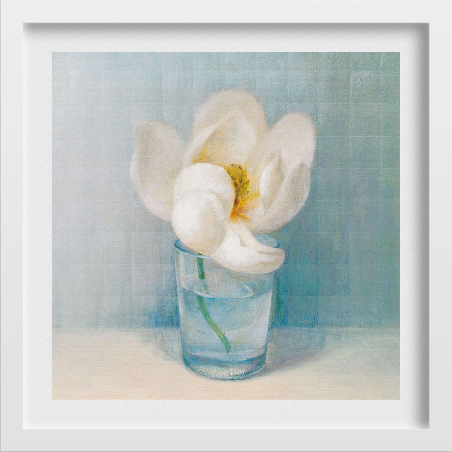 White Flower Oil Painting 2 - Meri Deewar 1 : 1 Square Premium Wall Art Canvas by MeriDeewar