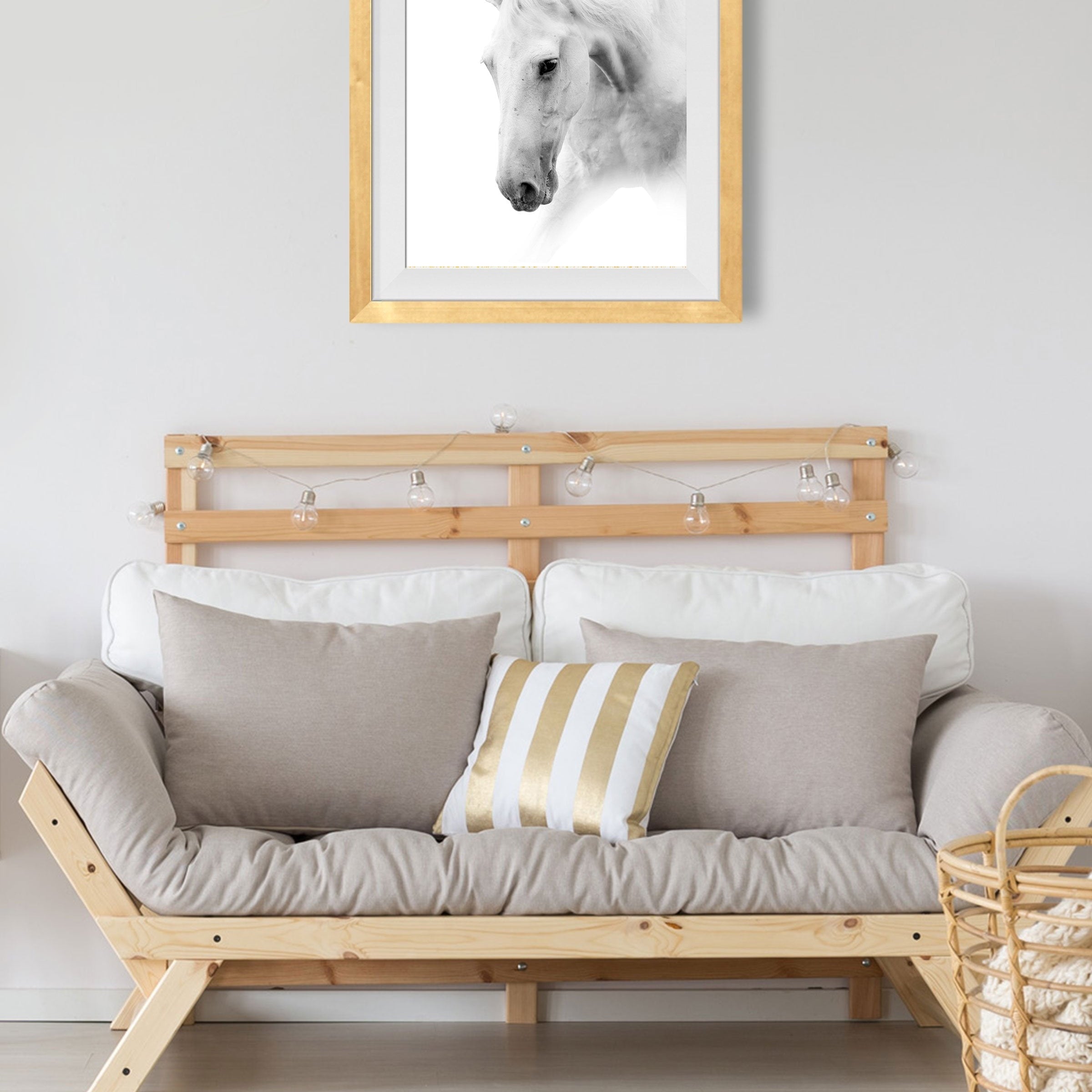 White Horse Painting - Meri Deewar 2 : 3 Vertical Premium Wall Art Canvas by MeriDeewar