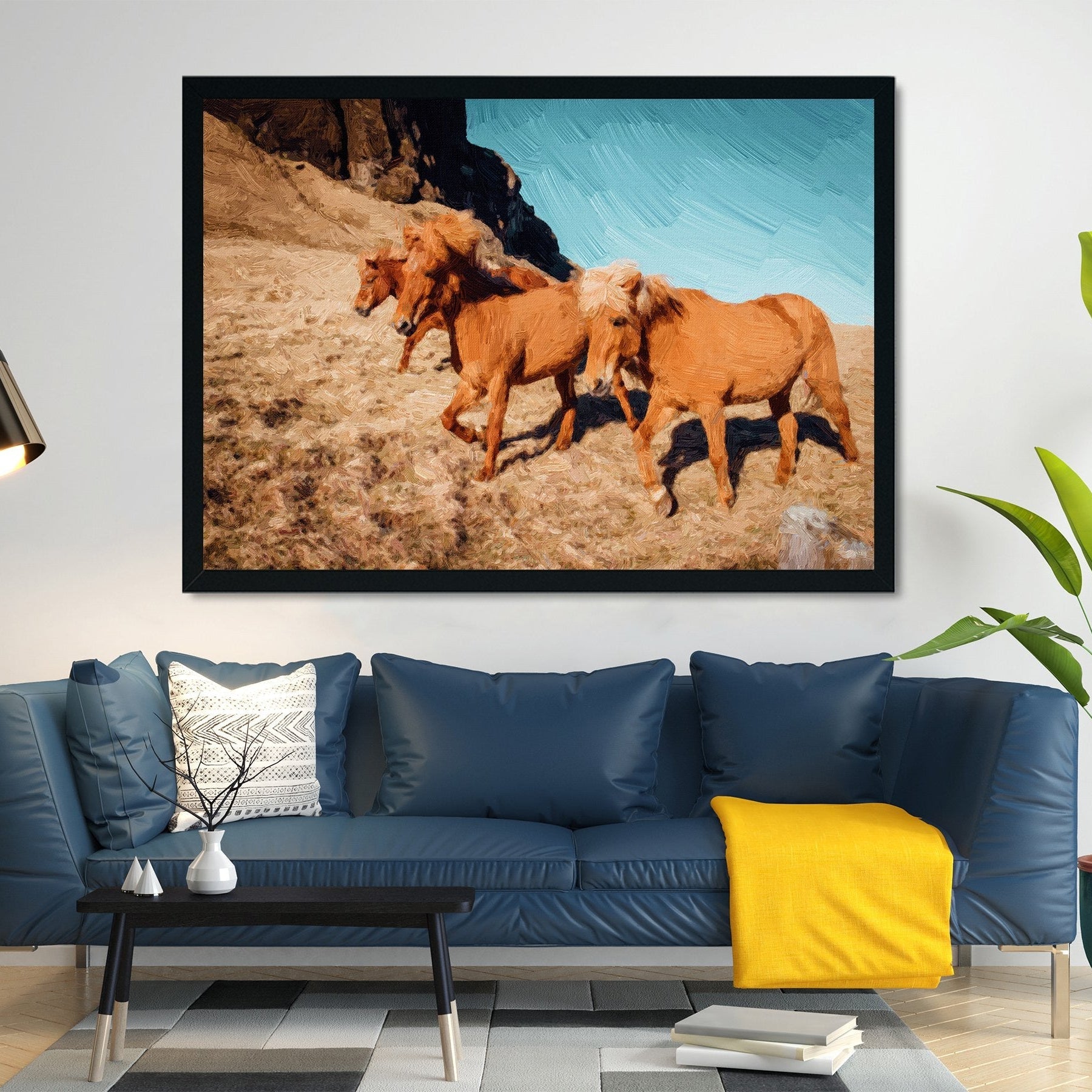 Wild horse at the nature Painting - Meri Deewar 3 : 2 Horizontal Premium Wall Art Canvas by MeriDeewar