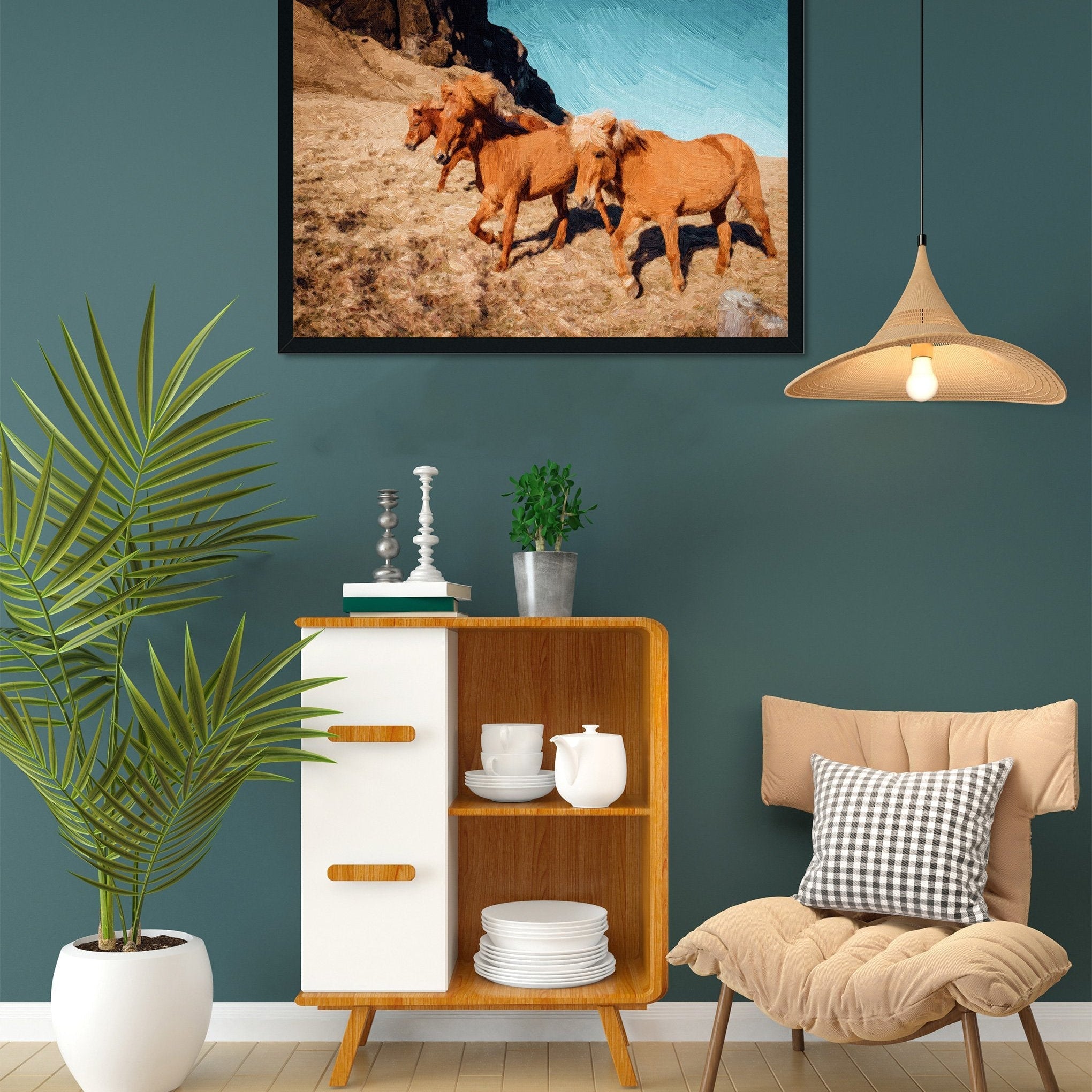 Wild horse at the nature Painting - Meri Deewar 3 : 2 Horizontal Premium Wall Art Canvas by MeriDeewar