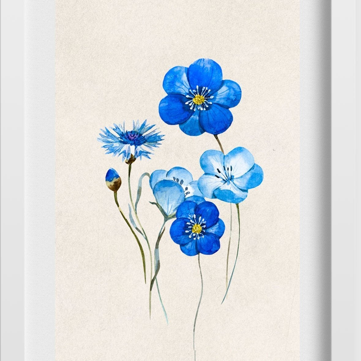 Wildflower Anemone Flowers Painting - Meri Deewar 2 : 3 Vertical Premium Wall Art Canvas by MeriDeewar