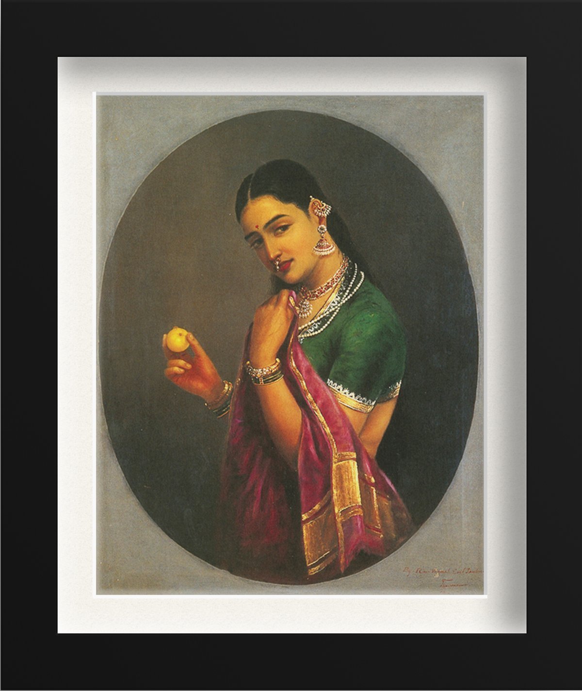Woman Holding A Fruit Painting - Painting - Meri Deewar 4 :5 Vertical Premium Wall Art Canvas by MeriDeewar
