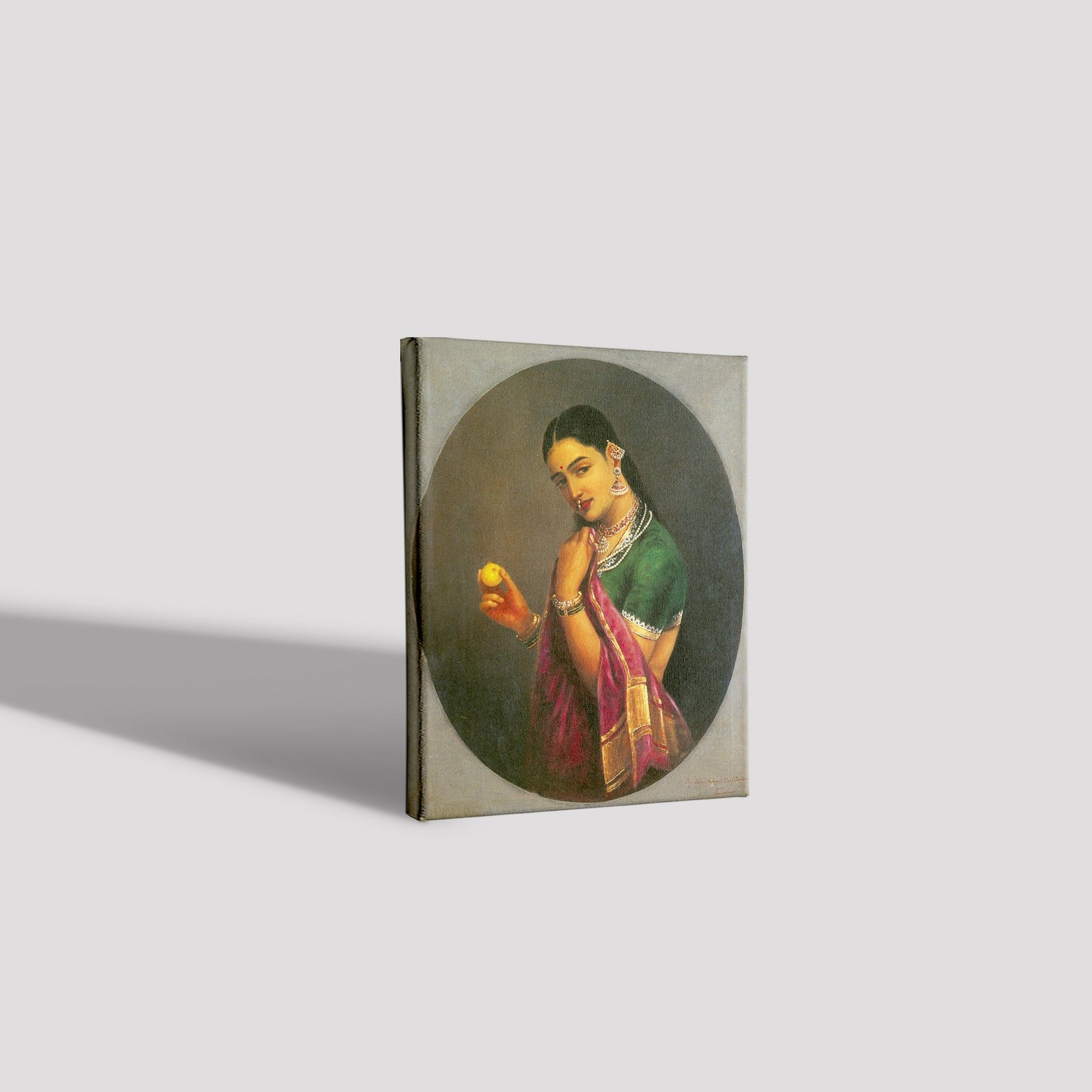 Woman Holding A Fruit Painting - Painting - Meri Deewar 4 :5 Vertical Premium Wall Art Canvas by MeriDeewar