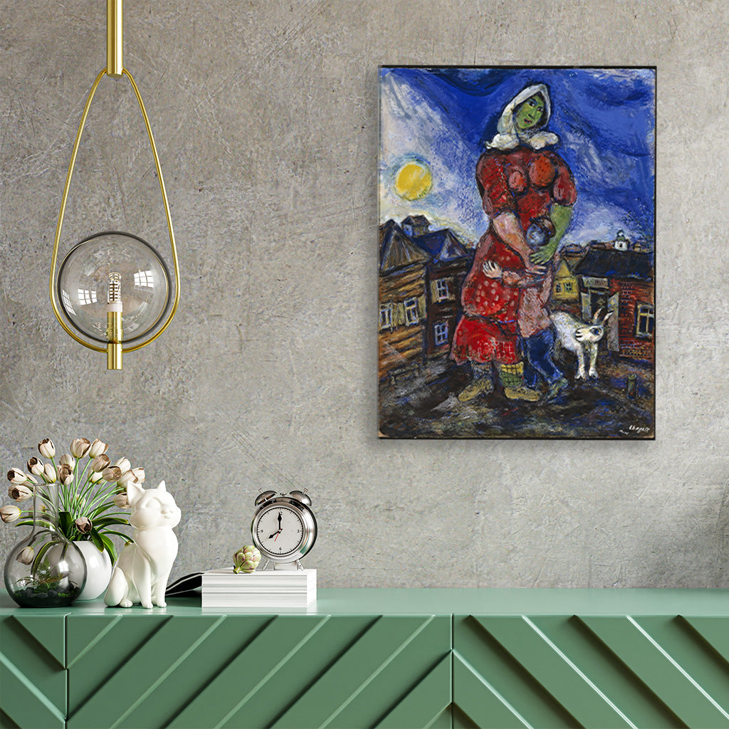 Woman Hugging Her Child Painting - Meri Deewar 3 : 4 Vertical Premium Wall Art Canvas by MeriDeewar