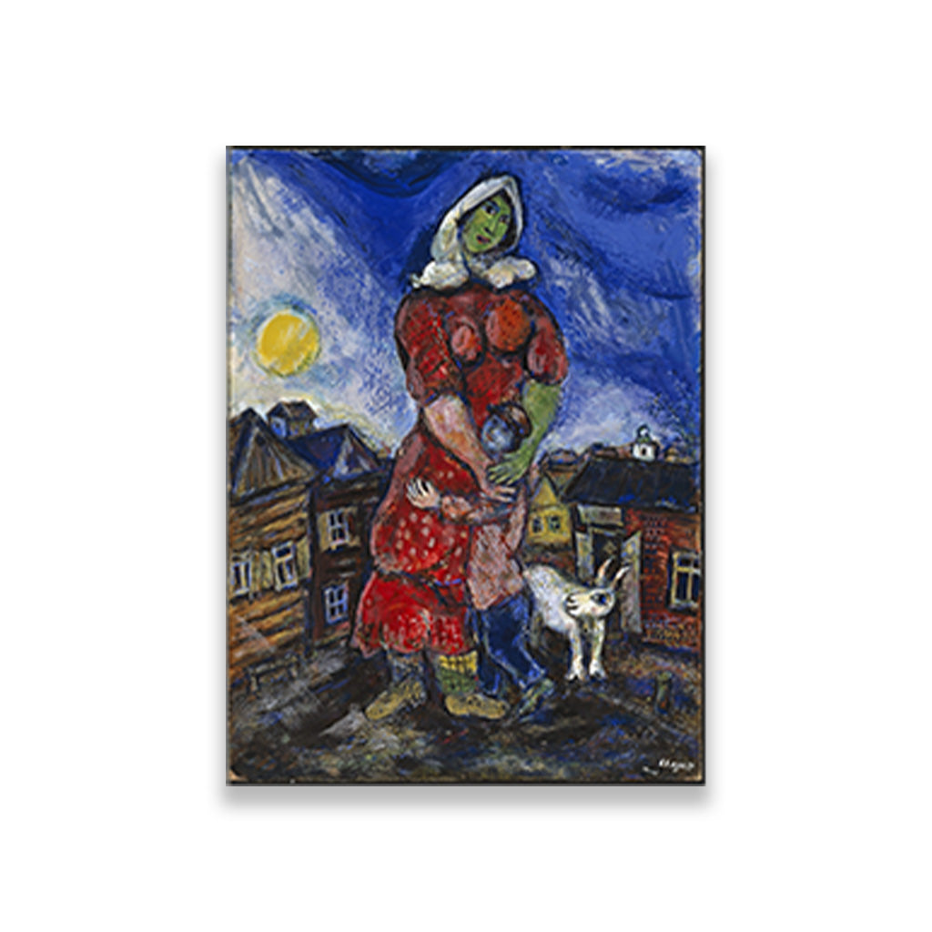 Woman Hugging Her Child Painting - Meri Deewar 3 : 4 Vertical Premium Wall Art Canvas by MeriDeewar