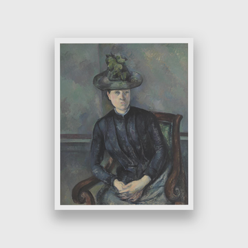 Woman in a Green Hat Madame Cezanne Painting 4 :5 Vertical Premium Wall Art Canvas by MeriDeewar