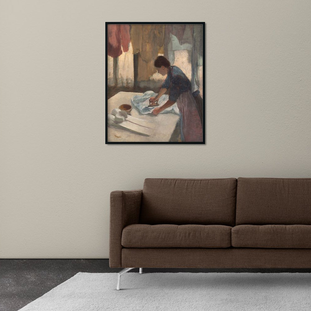 Woman Ironing Painting - Meri Deewar 4 :5 Vertical Premium Wall Art Canvas by MeriDeewar