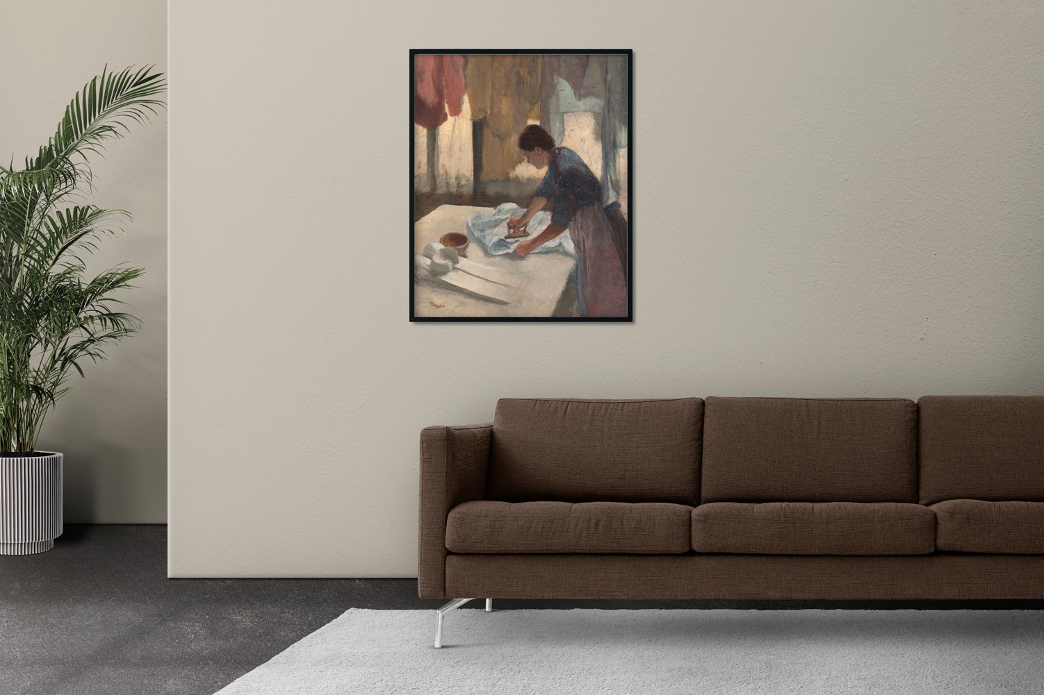 Woman Ironing Painting - Meri Deewar 4 :5 Vertical Premium Wall Art Canvas by MeriDeewar