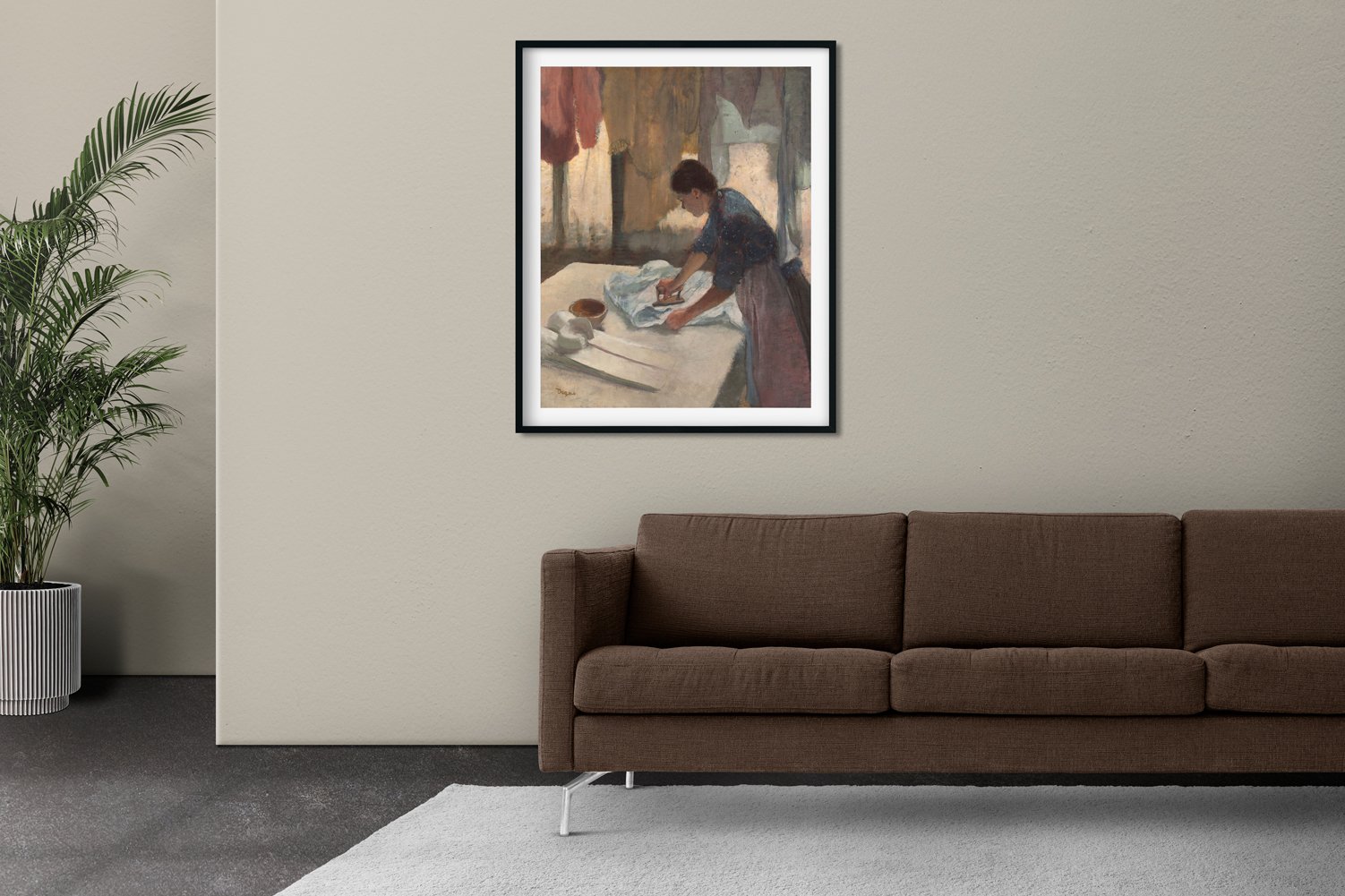 Woman Ironing Painting - Meri Deewar 4 :5 Vertical Premium Wall Art Canvas by MeriDeewar