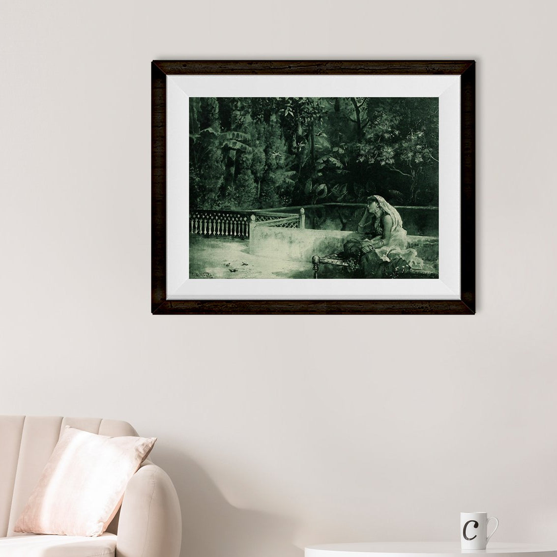 Woman on terrace Painting - Meri Deewar 4 : 3 Horizontal Premium Wall Art Canvas by MeriDeewar