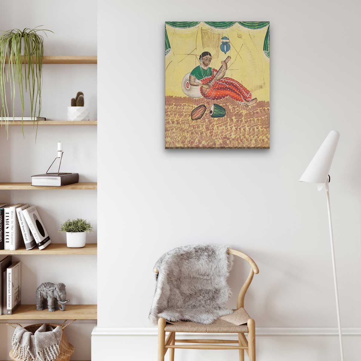 Woman Playing Music Painting 5 : 6 Vertical Premium Wall Art Canvas by MeriDeewar
