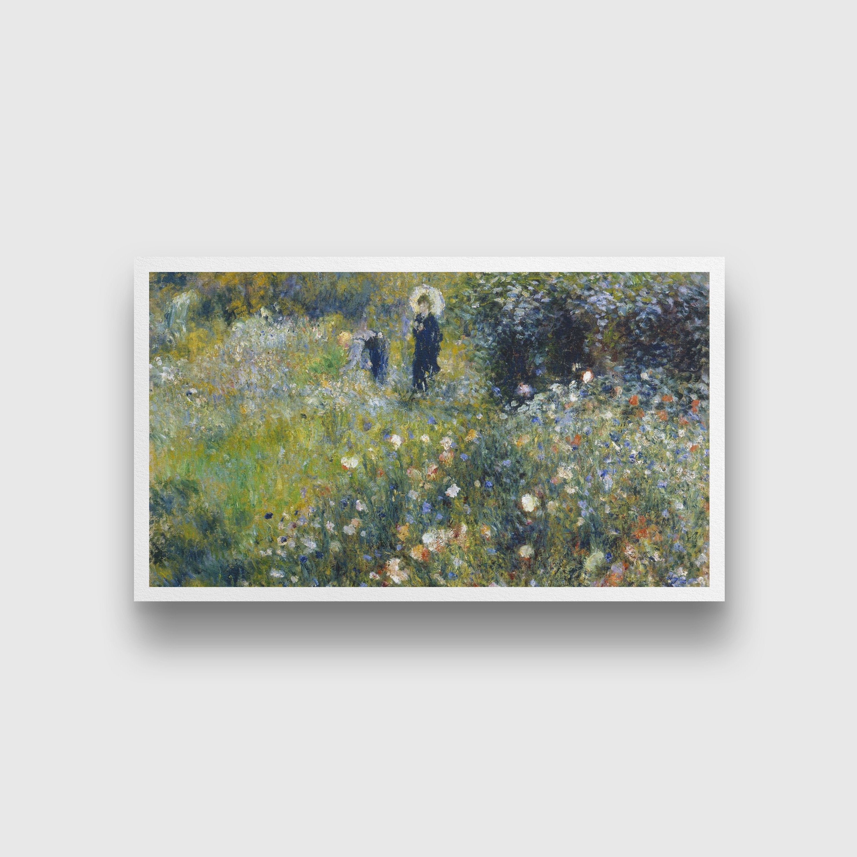 Woman with a parasol in a garden Painting - Meri Deewar 2 : 1 Horizontal Premium Wall Art Canvas by MeriDeewar