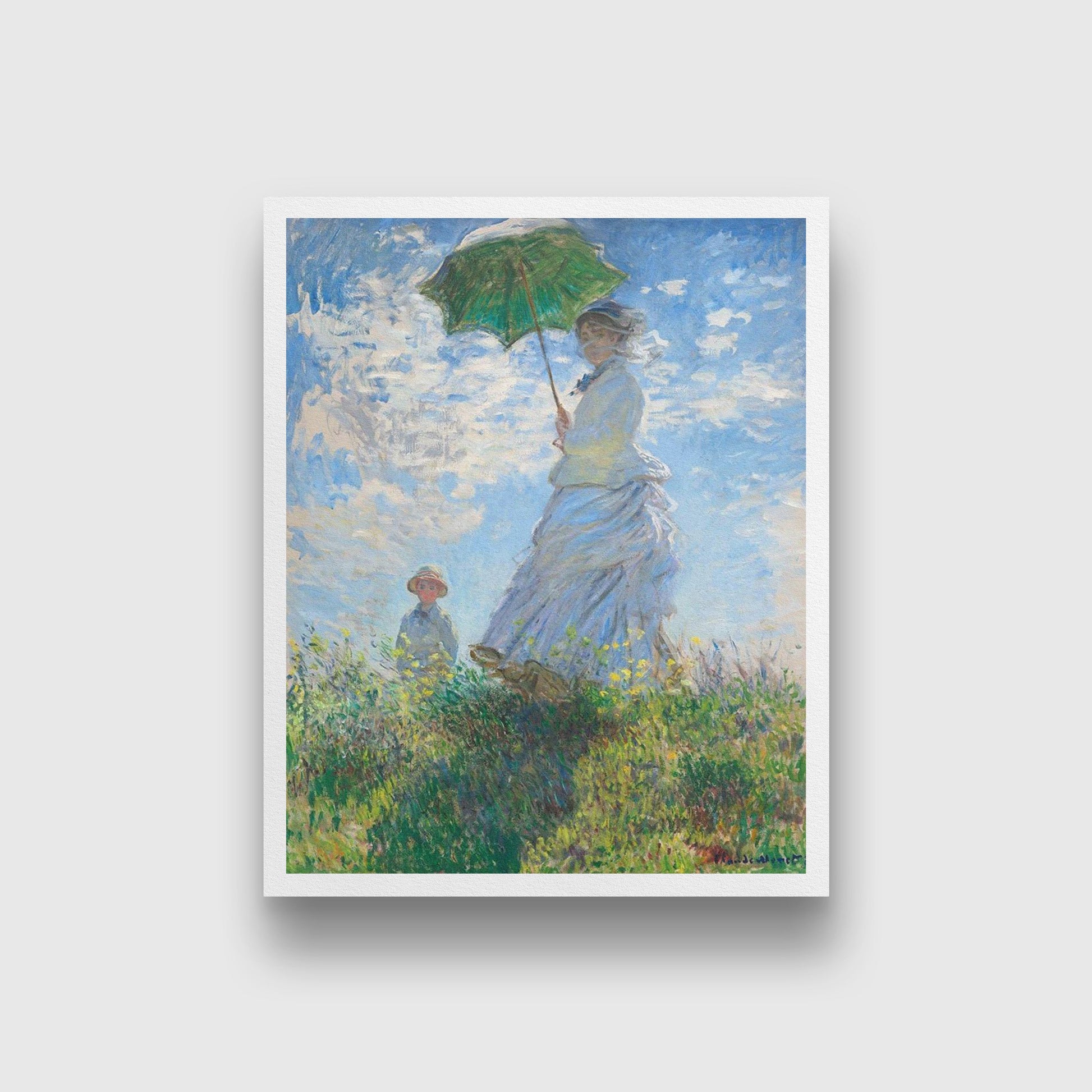 Woman with A Parasol Painting By Claude Monet - Meri Deewar 4 :5 Vertical Premium Wall Art Canvas by MeriDeewar