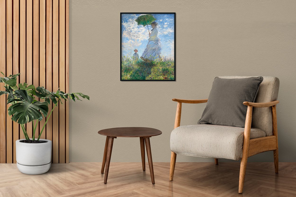 Woman with A Parasol Painting By Claude Monet - Meri Deewar 4 :5 Vertical Premium Wall Art Canvas by MeriDeewar