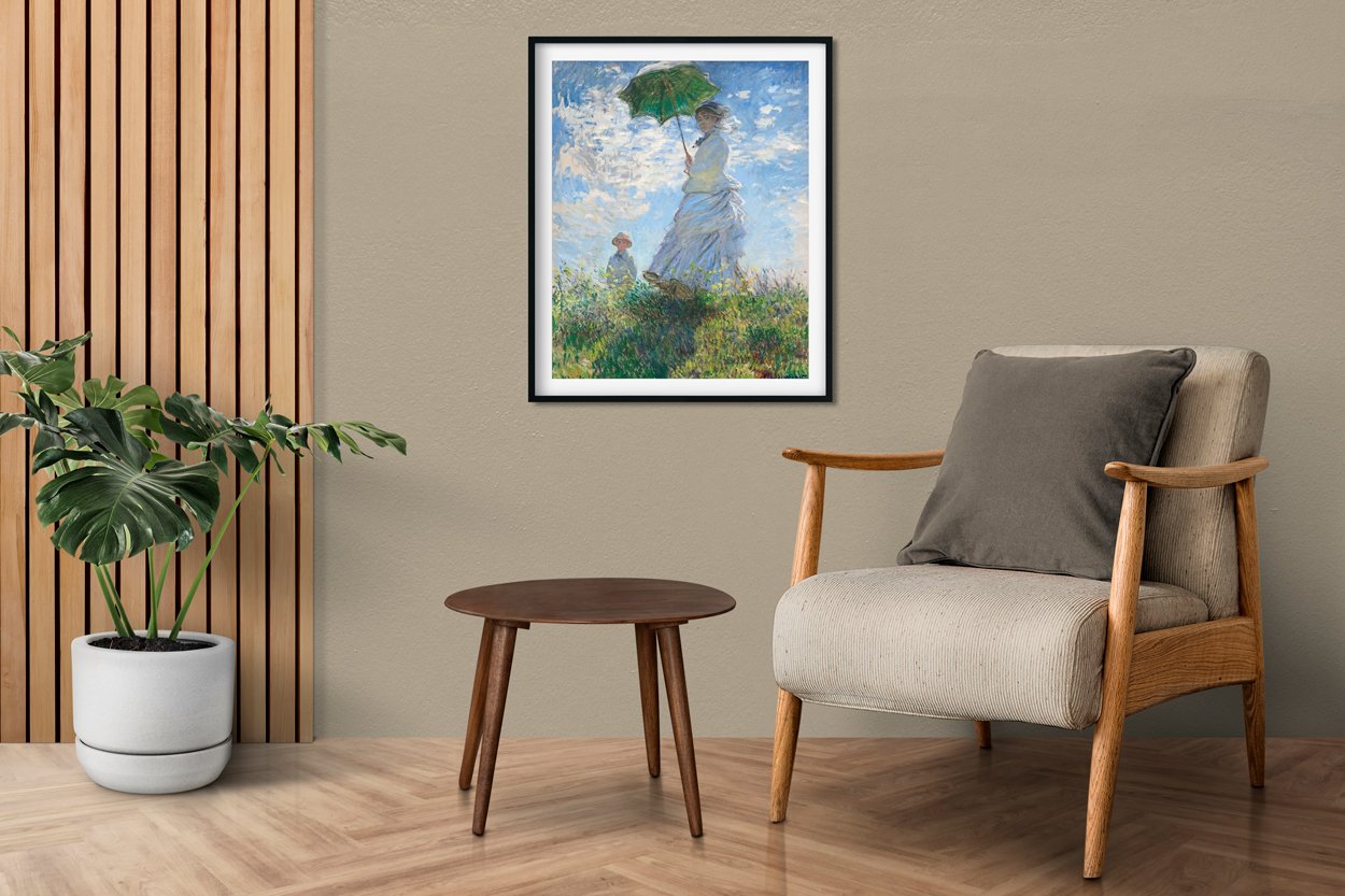 Woman with A Parasol Painting By Claude Monet - Meri Deewar 4 :5 Vertical Premium Wall Art Canvas by MeriDeewar