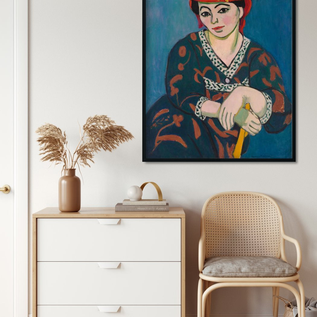 Woman With A Red Scarf Painting - Meri Deewar 4 :5 Vertical Premium Wall Art Canvas by MeriDeewar