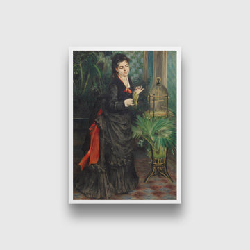 Woman with Parrot Painting - Meri Deewar 2 : 3 Vertical Premium Wall Art Canvas by MeriDeewar